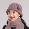 Plush Floral Knitted Bucket Hat Flower Warm Fisherman Hat Retro Woolen Hat  Autumn and Winter