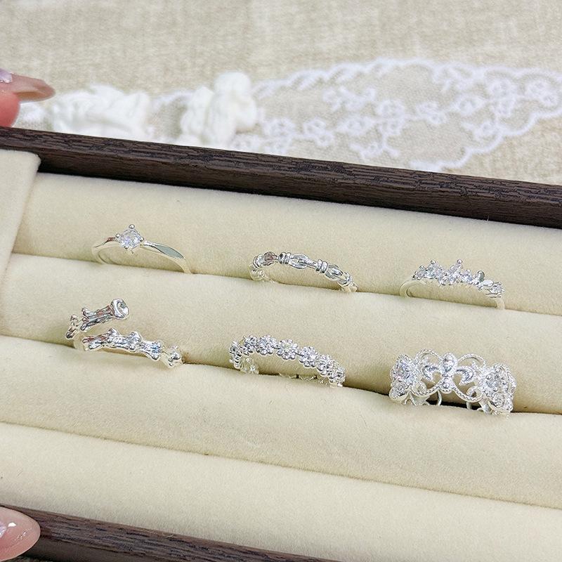 Light Luxury Zircon Small Diamond Open Thin Ring Women'S Simple Niche Design Sense Cold Wind Girlfriend Index Finger Ring