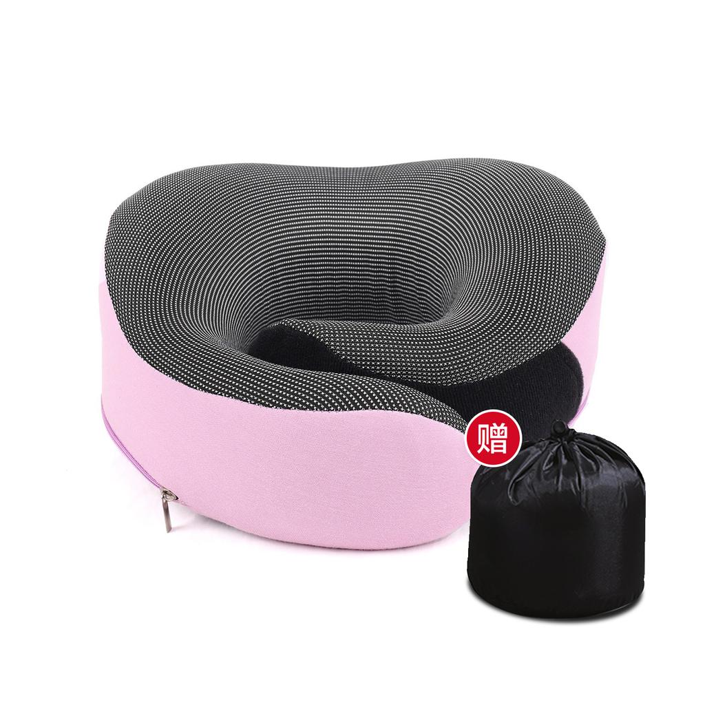 Memory Foam Travel Pillow Portable - U Shape Neck Support Pillow with Removable Cover, Collapsible for Airplane, Car, Office