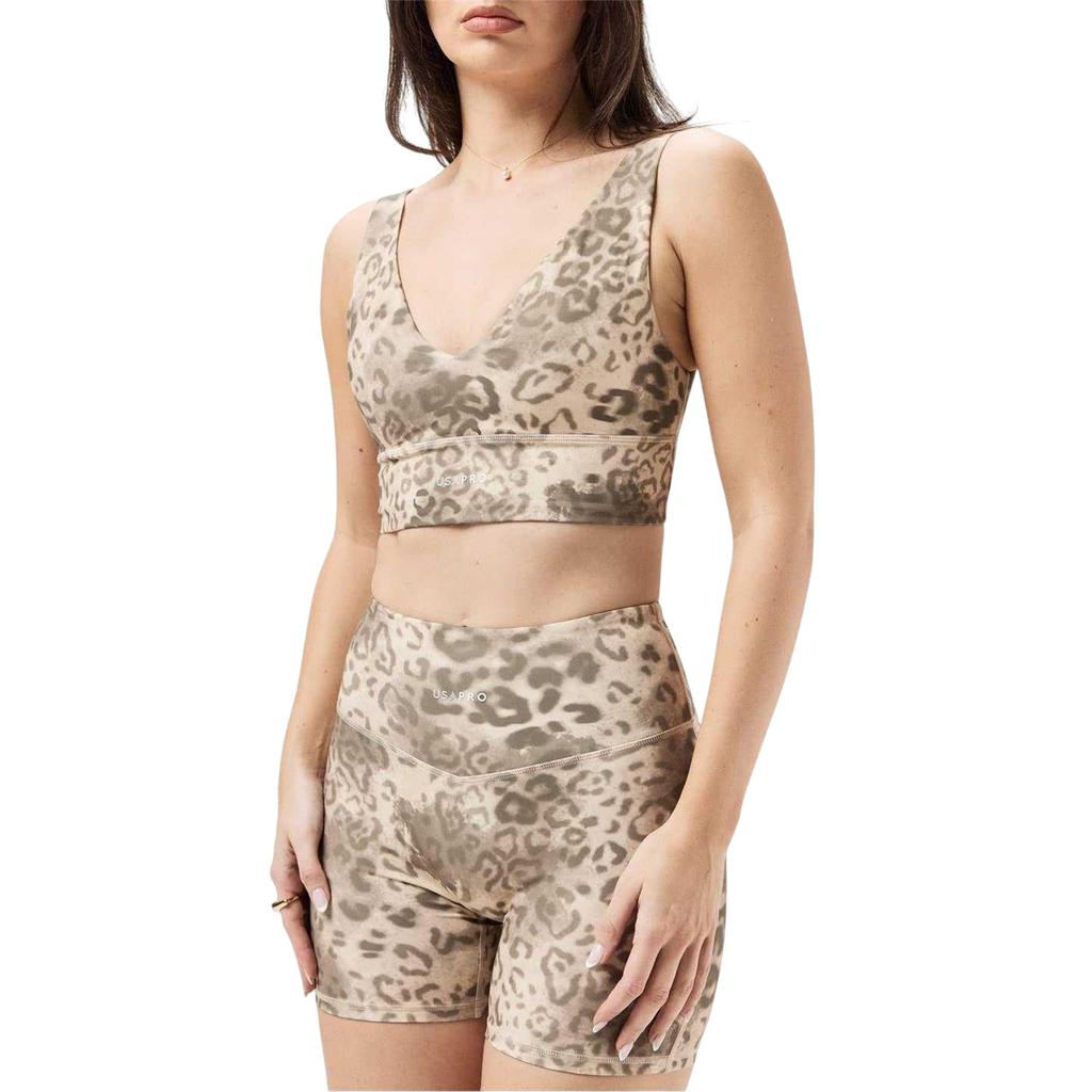 USA Pro Womens/Ladies Leopard Compression Cycling Shorts