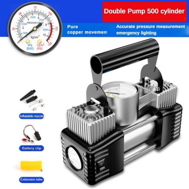 180W Car Tire Inflation Pump Electric Metal Dual Cylinder Gas Pump Portable Car Mounted Inflation Pump