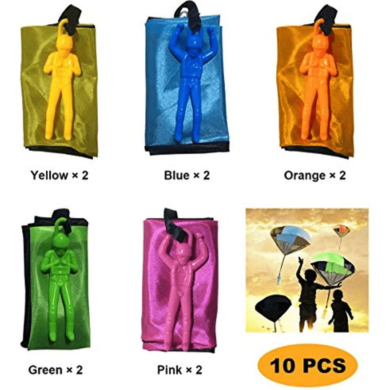10pcs Tangle-Free Parachute Toys for Youngsters, Colorful Plastic Army Soldiers Guys, Handheld Outdoor Flying Toys for Party Favors