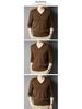 Men's V-Neck Argyle Sweater – Thick, Warm Knit Ideal for Autumn and Winter