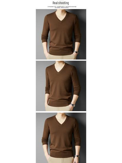 Men's V-Neck Argyle Sweater – Thick, Warm Knit Ideal for Autumn and Winter