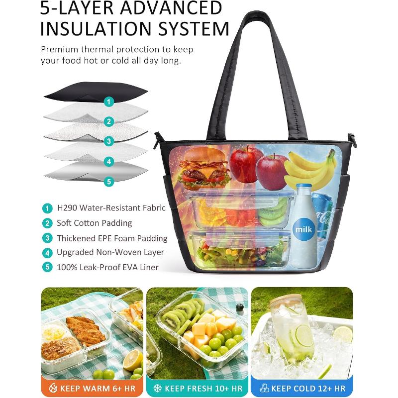 Borsa Pranzo per Donne Gonfia Borsa Pranzo Termica Borsa Tote Frigo