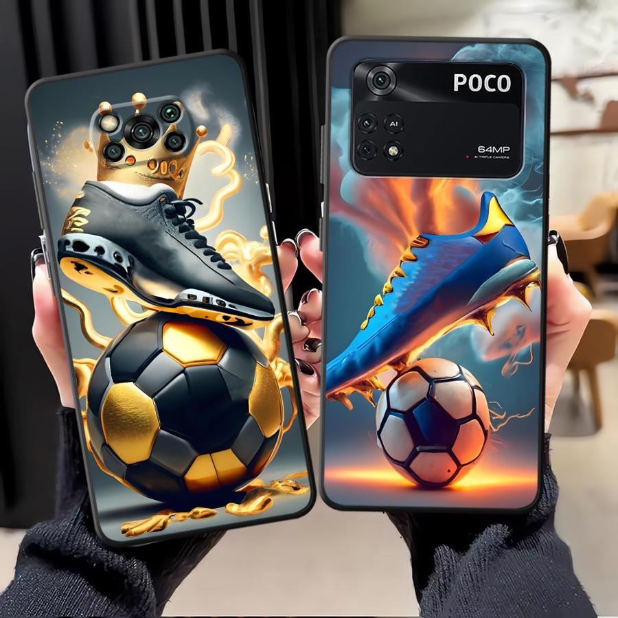 Fußball Krone Hülle Handyhülle Case für Xiaomi Poco F8 M3 M4 M7 Pro F3 M5 C50 C61 X3 X4 X5 X7 Pro F1 C71 C75