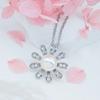 Necklace Female Sunflower Pearl Necklace Autumn and Winter Fashion Versatile Light Luxury Titanium Steel Non-fading Clavicle Chain Full of Diamond