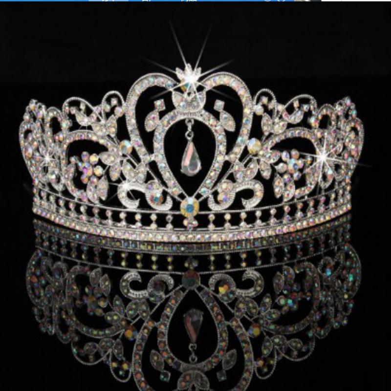 Europäische Barockkrone Legierung Strass Schmuck Brautkrone Galvanisiert Dickes Silber Gold Herz Brautdiadem