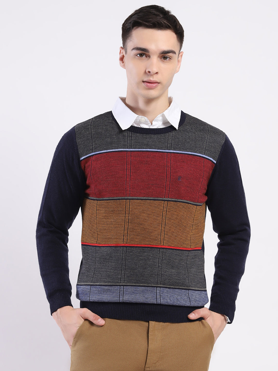 Monte Carlo Mens Regular Fit Self Designed Pullover L разноцветный