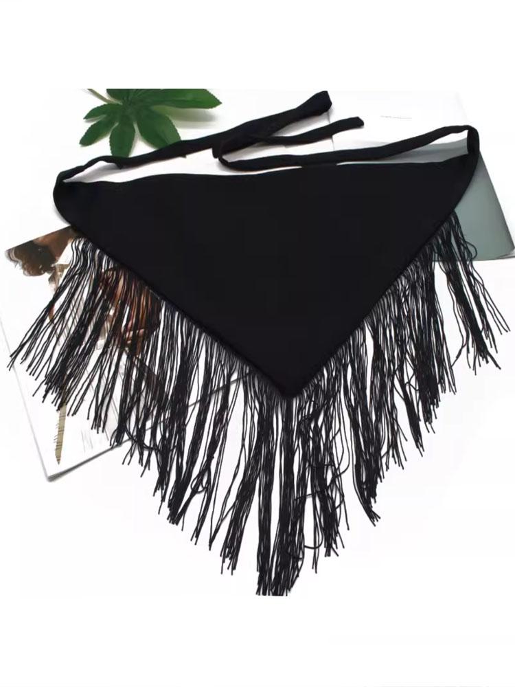 Black Front Tie Triangle Cummerbund Women Bandage Bow Tie Tassel Belts for Women Dress Self Tie Corset Bow Strap Japanese Belt