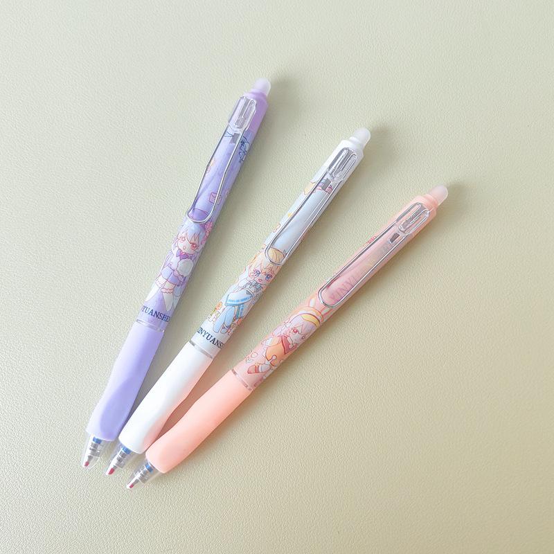 Crystal Blue Erasable Gel Pen: Metal Clip, Press-to-Erase, Triangular Grip, 0.5mm Bullet Tip for Correct Hand Posture.