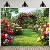 2D Rosen-Garten Wandteppich, Bogenförmige bunte Blumen-Wandbehang für Hochzeits- & Party-Dekoration