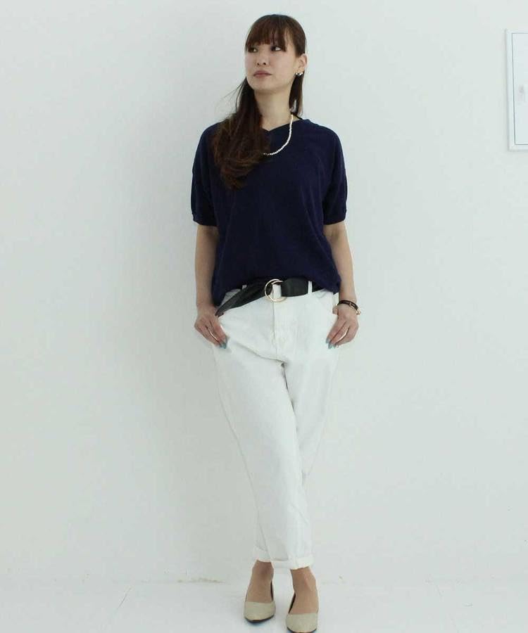 atONE Loose Fit Denim Sarouel Plus Size Size Navy Women's Pants, 100% Cotton, Denim, 4L,