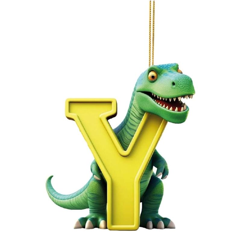 Мультяшный кулон с 26 буквами для елки, детский акриловый рождественский животный орнамент