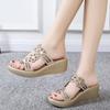 Wedge Heel Slippers Women's 20 New Casual Rhinestone Women's Shoes Trendy Women's Sandals Often