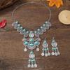 Western Jewelry Set Ethnic Vintage Imitation Turquoise Coin Tassel Necklace Earrings for Women Party Accessories