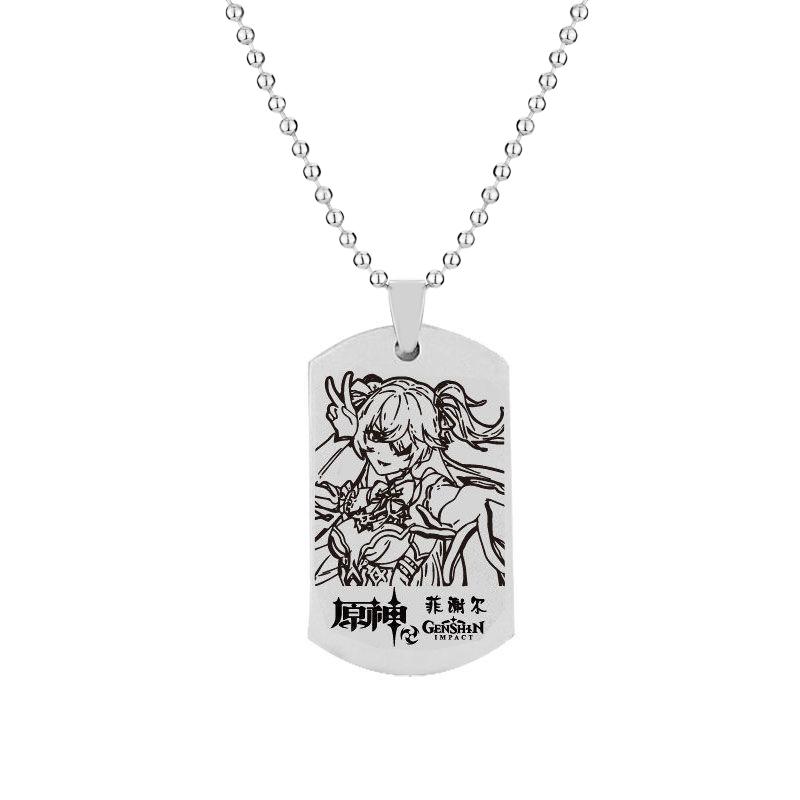 Game Genshin Impact Stainless Steel Dog Tags Jewelry Figure ID Pendant Necklace Tartaglia Keqing Diluc Accessories