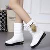 Leather Waterproof Chunky Half High Women's Snow Boots Winter Fleece-lined Fashion 2025 Novelty Designer Luxury Hot Ladies Shoes