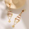 2023 Glamorous Gold Plated Triangle Crystal Heart Tassel Earrings Women For