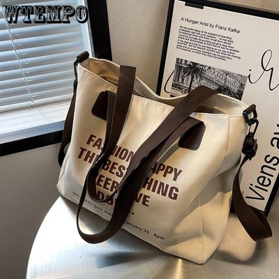 Pendlertasche mit großer Kapazität, Damen-Ein-Schulter-Canvas-Tasche, vielseitige Umhängetasche, Tasche für den Undergraduate-Unterricht
