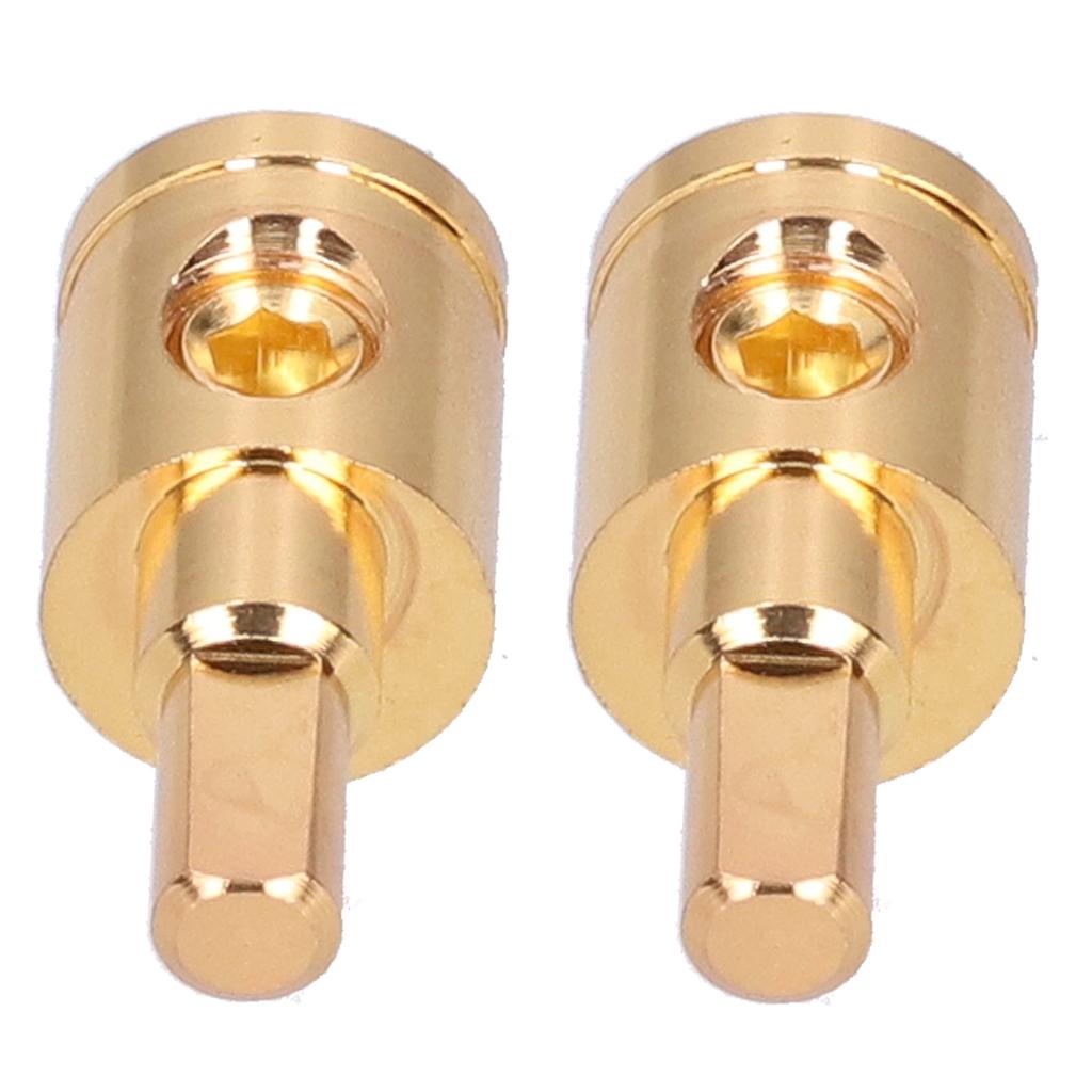 2pcs 0GA Wire Reducer Terminal Connector Pure Copper Gold Plated for Car Audio Amplifier Modification
