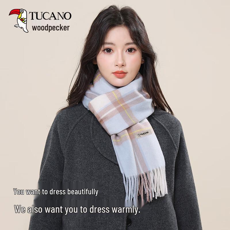 TUCANO Women's Pure Wool Plaid Scarf/Shawl