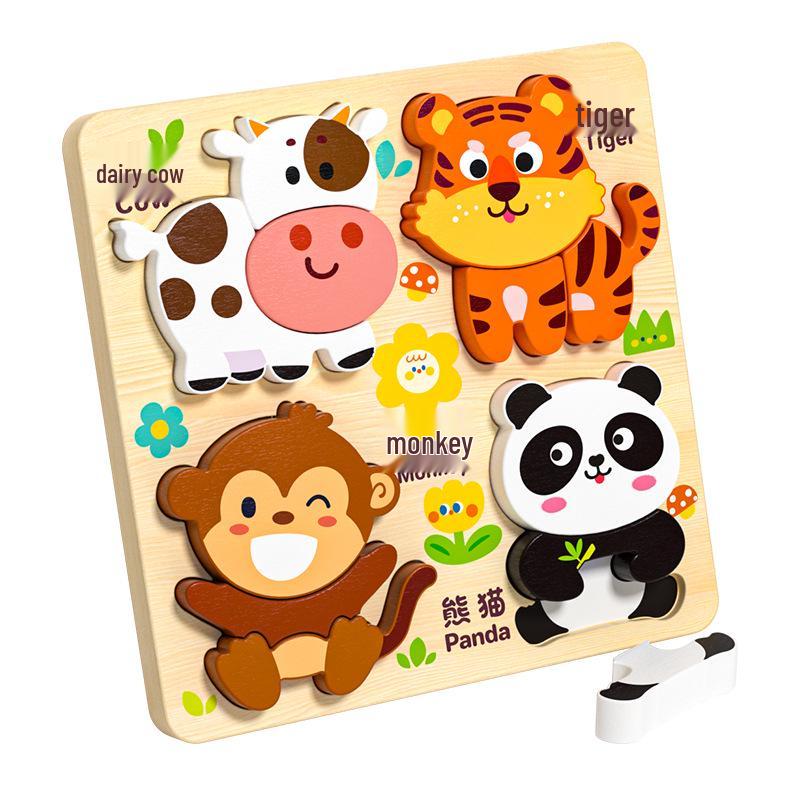 Wooden Animal Cognition Jigsaw Puzzle for Kids - Shape Matching Toy for Age 3+ Birthday Gift.