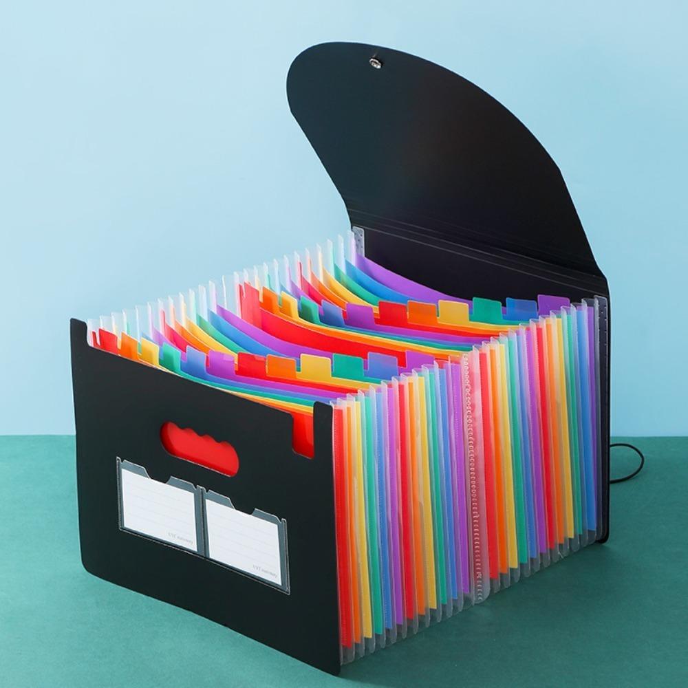 13/25 Pockets Accordion File Folder A4 Multi-Layer File Bag Portable Expanding File Box Student