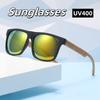 Retro Square Frame Sunglasses Bamboo And Wood Styles Trendy And Fashion Legs Outdoor Sun Protection And Uv Protection Glasses