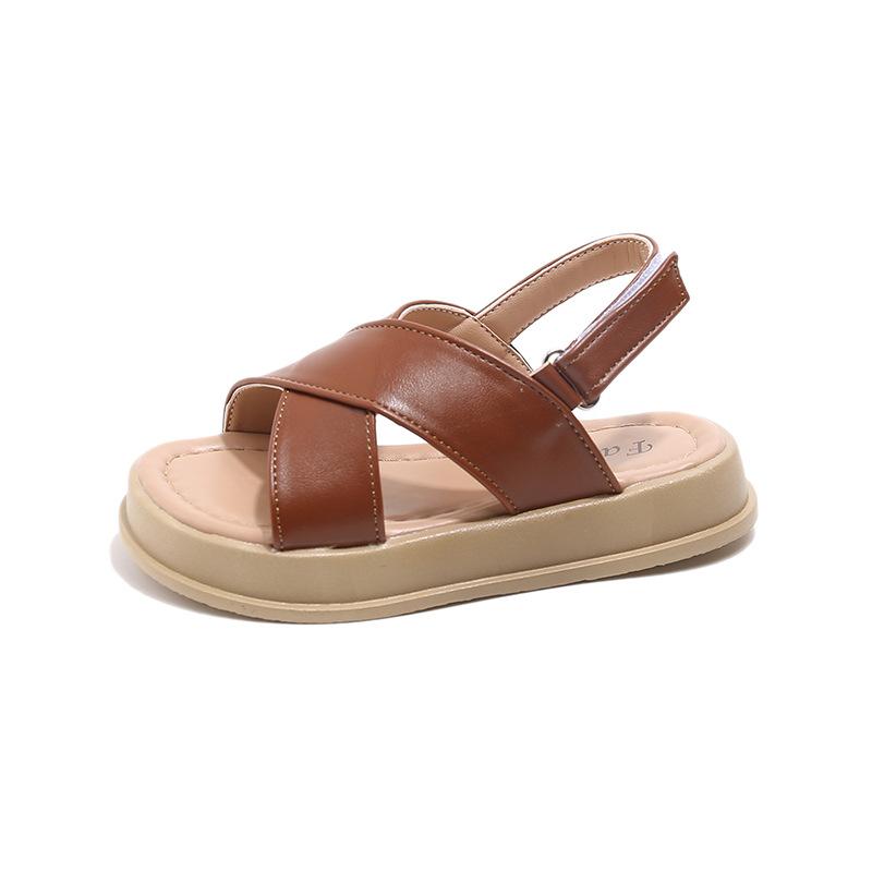 Girls Beach Shoes Open Toes Classic Kids Sandals Soft Sole Soild Color 2025 Summer New Children Casual Flats Non-slip Hook&loop