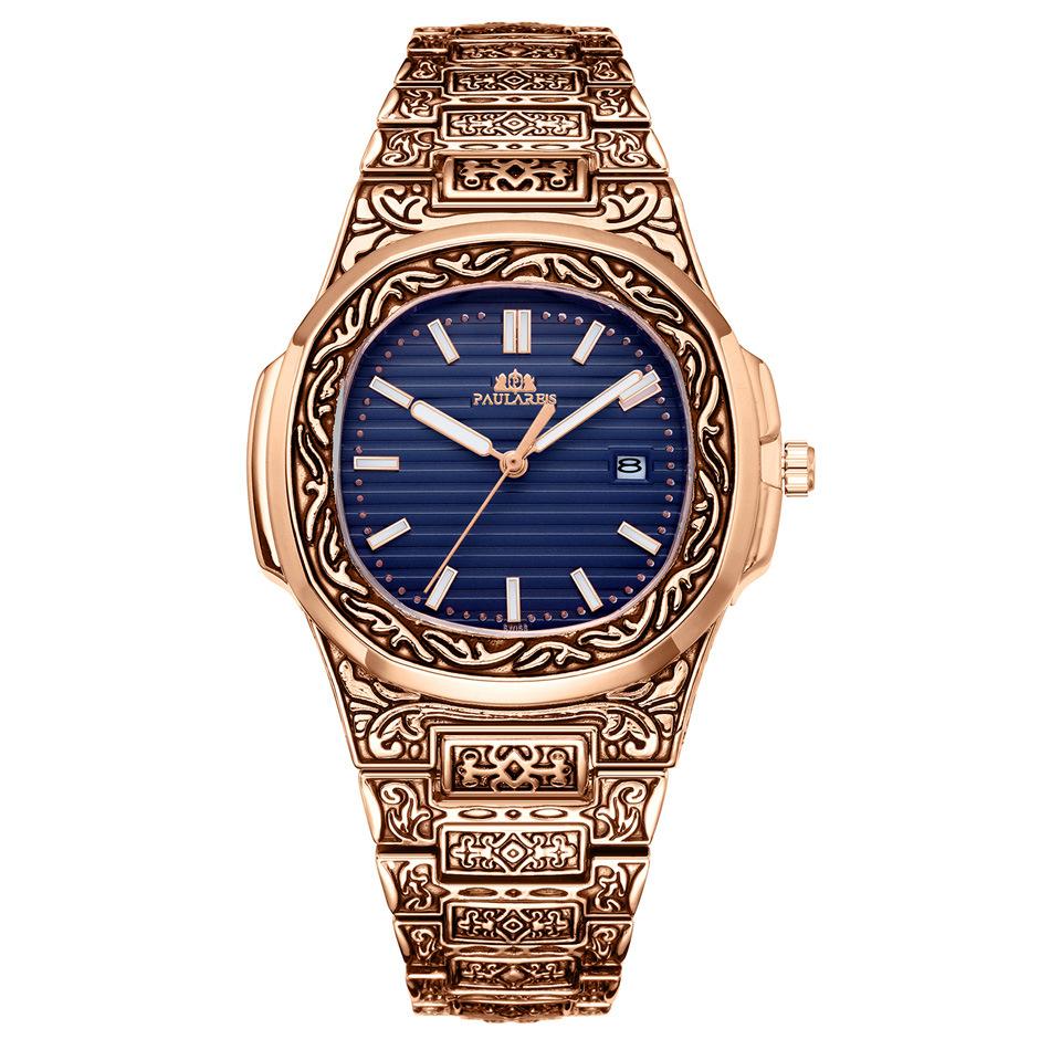 Paulareis Quartz Carved Parrot Calendar Glow Men's Watch QUARTZ WATCH