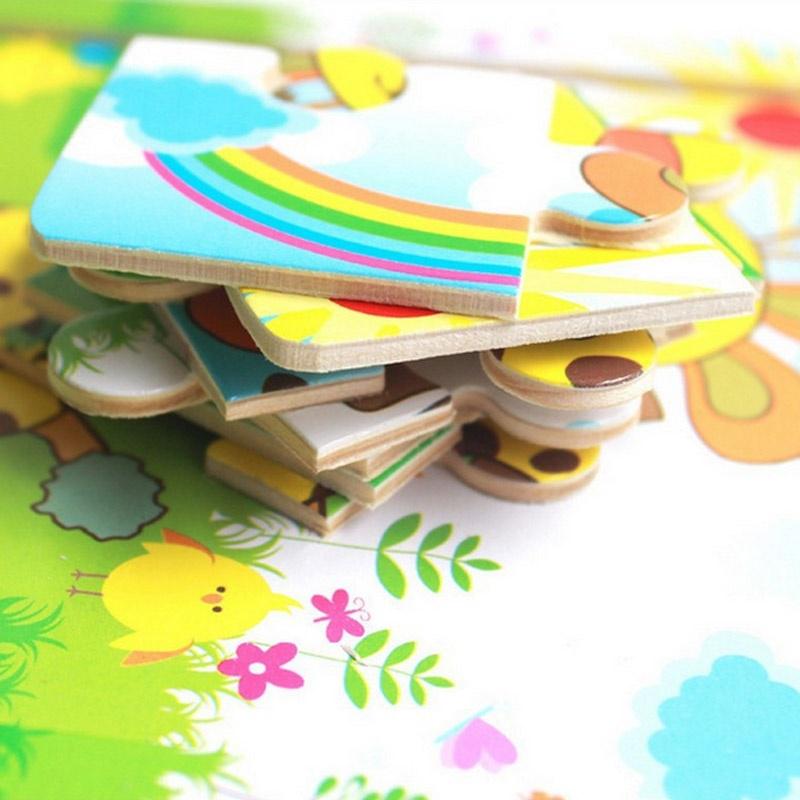 DIY 16 Piece/Set Wooden Cartoon Jigsaw Puzzle Children's Toys Baby Early Lessons