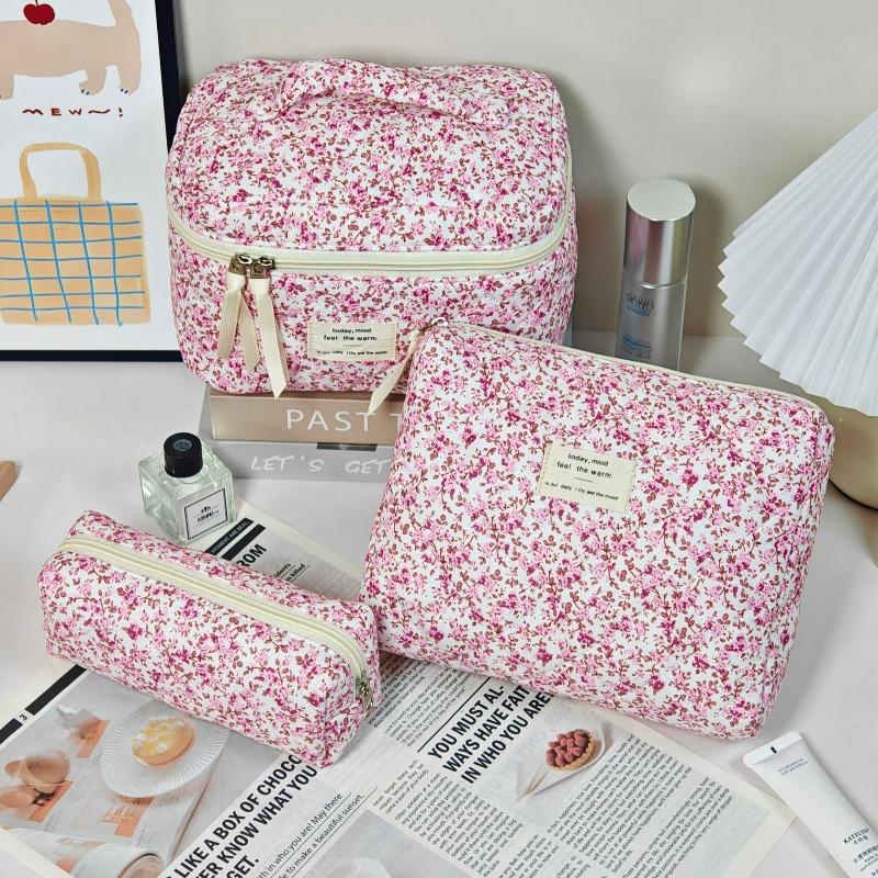 Vintage Large Capacity Cosmetic Bag Portable Travel Storage Bag Handheld Makeup Pouch for Toiletries Cosmetics Organizer Outdoor Daily Use