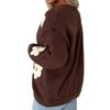 Damen Strickjacke Lockerer Schnitt Farbe mit Großem Blumendruck für Lässige Alltagsmode