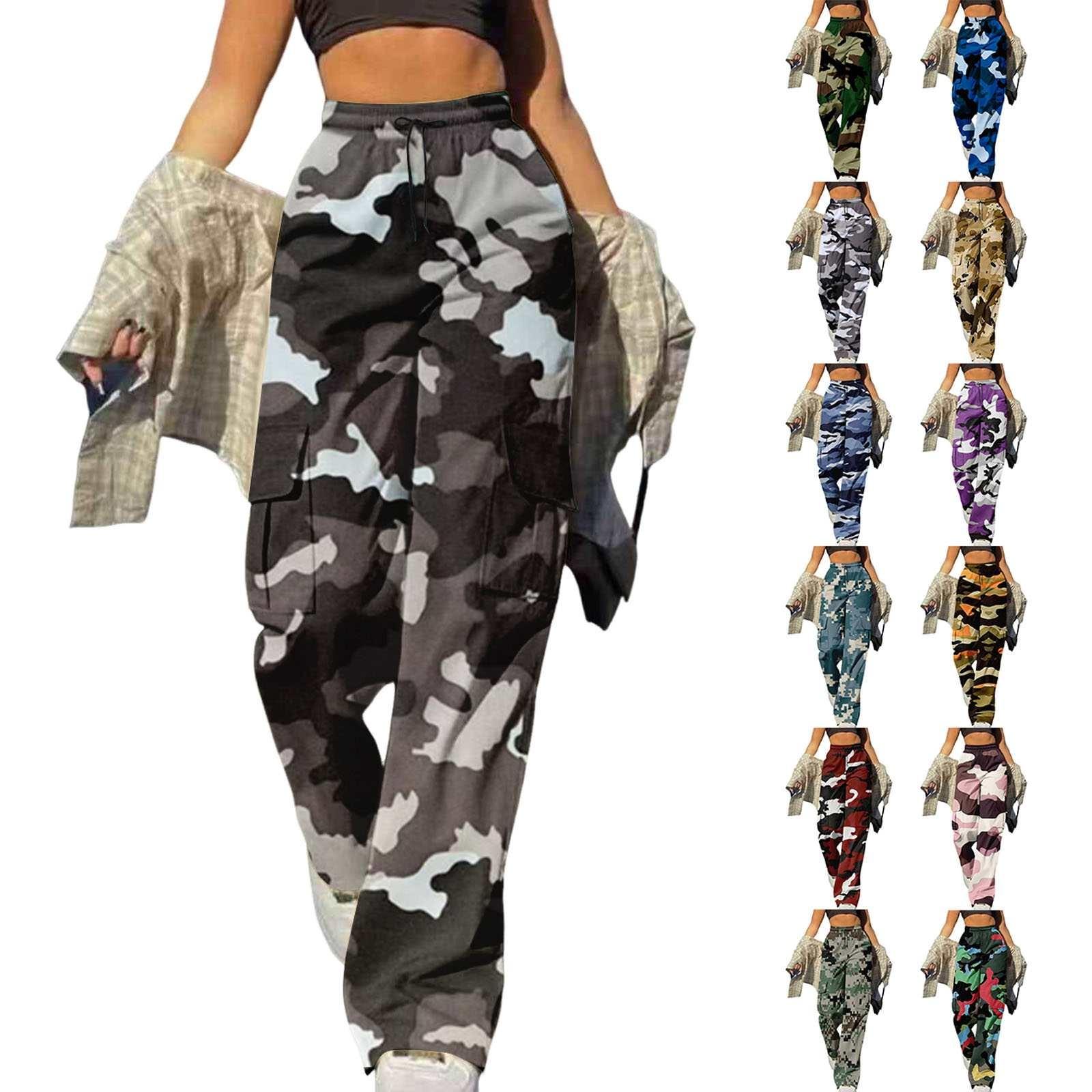 

Womens Trendy Casual Streetwear Baggy Cargo Pants With Pockets Wide Leg Trousers Loose Overalls Long Pants XL жовтий