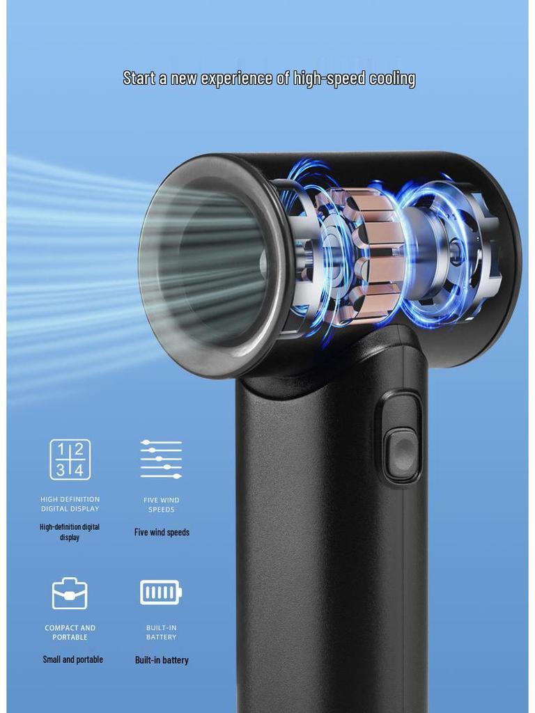 Portable High-Speed Mini Fan with USB Charging and Digital Display