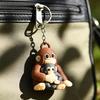 Monkey Holding Plush Toy Keychain 3D Printed Baby Monkey Hanging Keychain Cute Animal Bag Charm for Keys Backpack