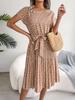 Women's Casual Short-sleeved Floral Pleated Dress