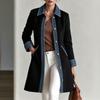 Women's Mid-Length Single-Breasted Coat with Lapel Collar Slim Fit Casual Outerwear