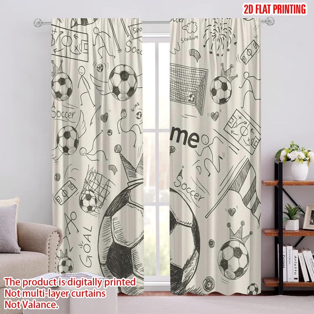 

2pcs,2D plane printing Print Curtains Soccer Doodle Dream Durable Polyester (without rod) Versatile All Ldeal for Living Room, 52.50 × 116.00 cm 2 pcs