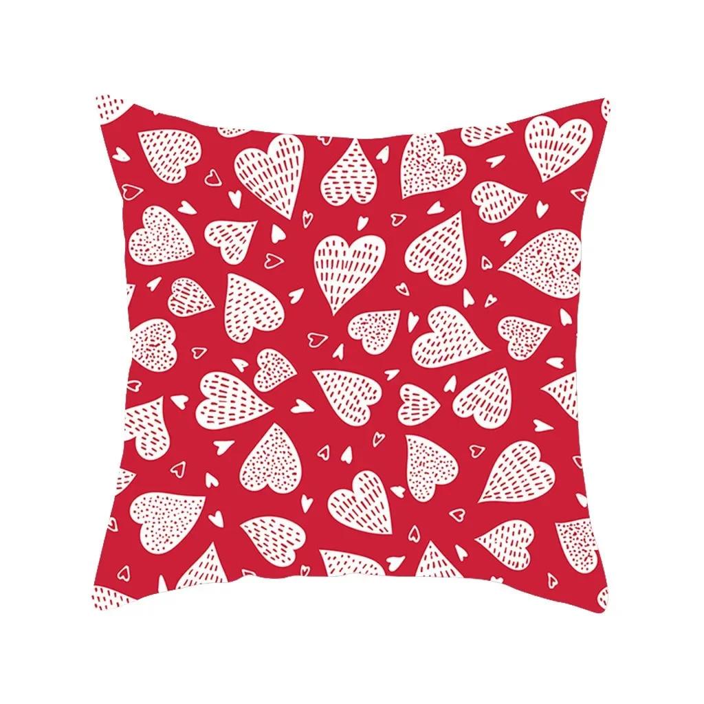 Red Black Series Heart Love Papa Pattern Print Soft Square Pillowslip Polyester Cushion Cover Pillowcase Living Room Home Decor