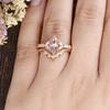 Classical Charm Rose Gold Color Oval Round Ring for Women Set  Metal Inlaid Rose Gold Stones Ring Set Jewelry