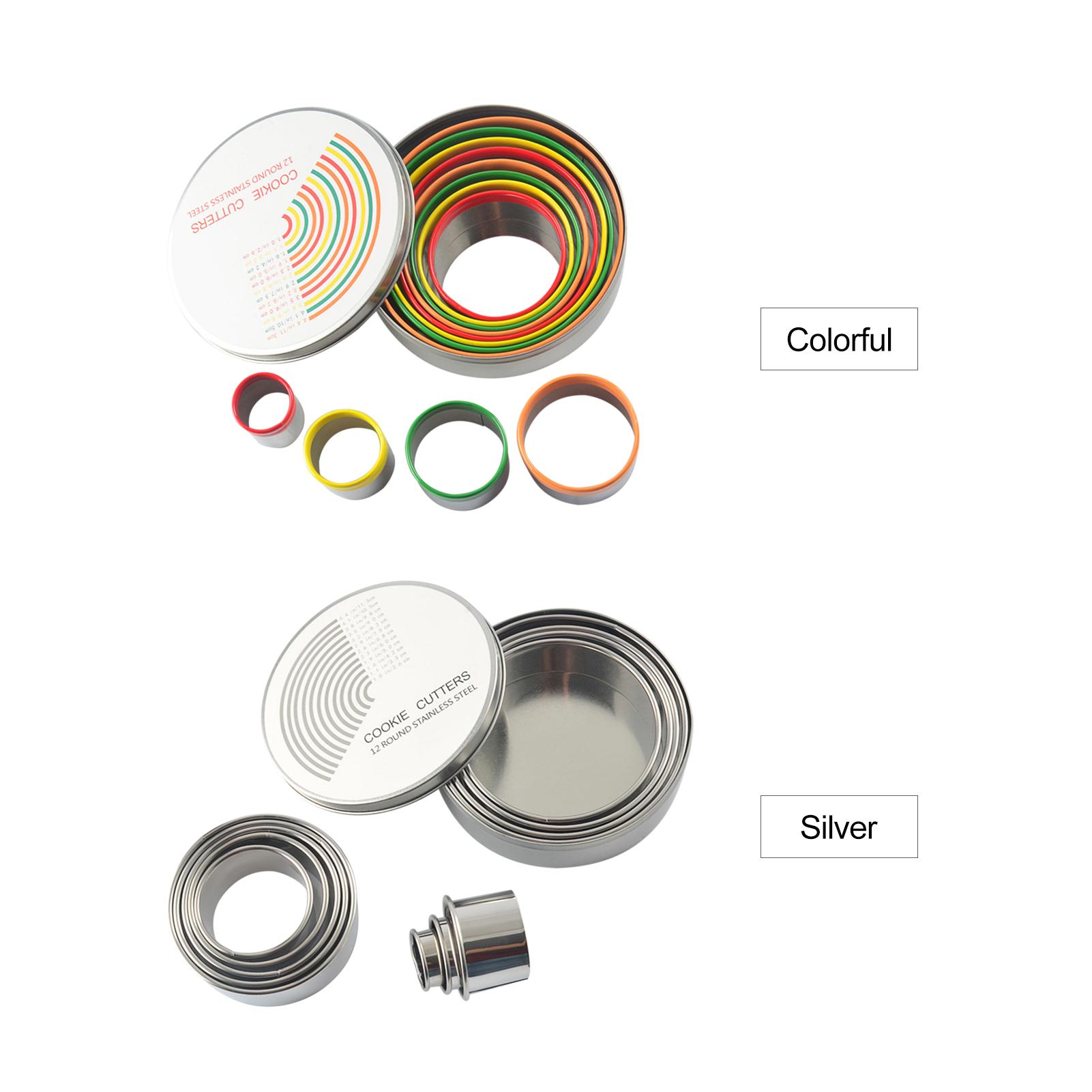 12PCS Mousse   Set with Storage Box Christmas  s Pastry Cutters Mold Set Stainless Steel Different Size Round     Cutter for Party