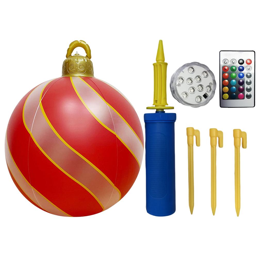 60cm Christmas Tree Hanging Ornament PVC Glow Outdoor Toy Ball Home Garden Christmas Inflatable Ball New Year Party Decoration