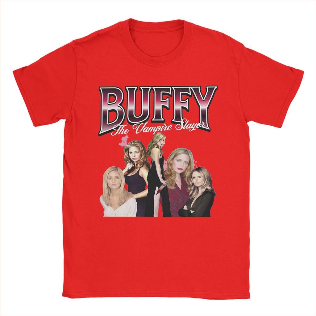 Cool Buffy the Vampires Slayer T-Shirts Men Crewneck Pure Cotton T Shirt TV Show Short Sleeve Tees Plus Size Clothes