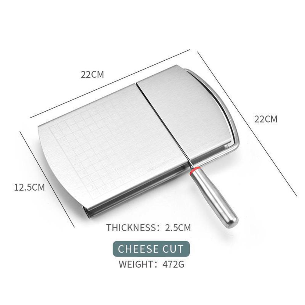 Multipurpose Cheese Slicer for Block Cheese, Stainless Steel Cheese Cutter Board with Blade and Scale
