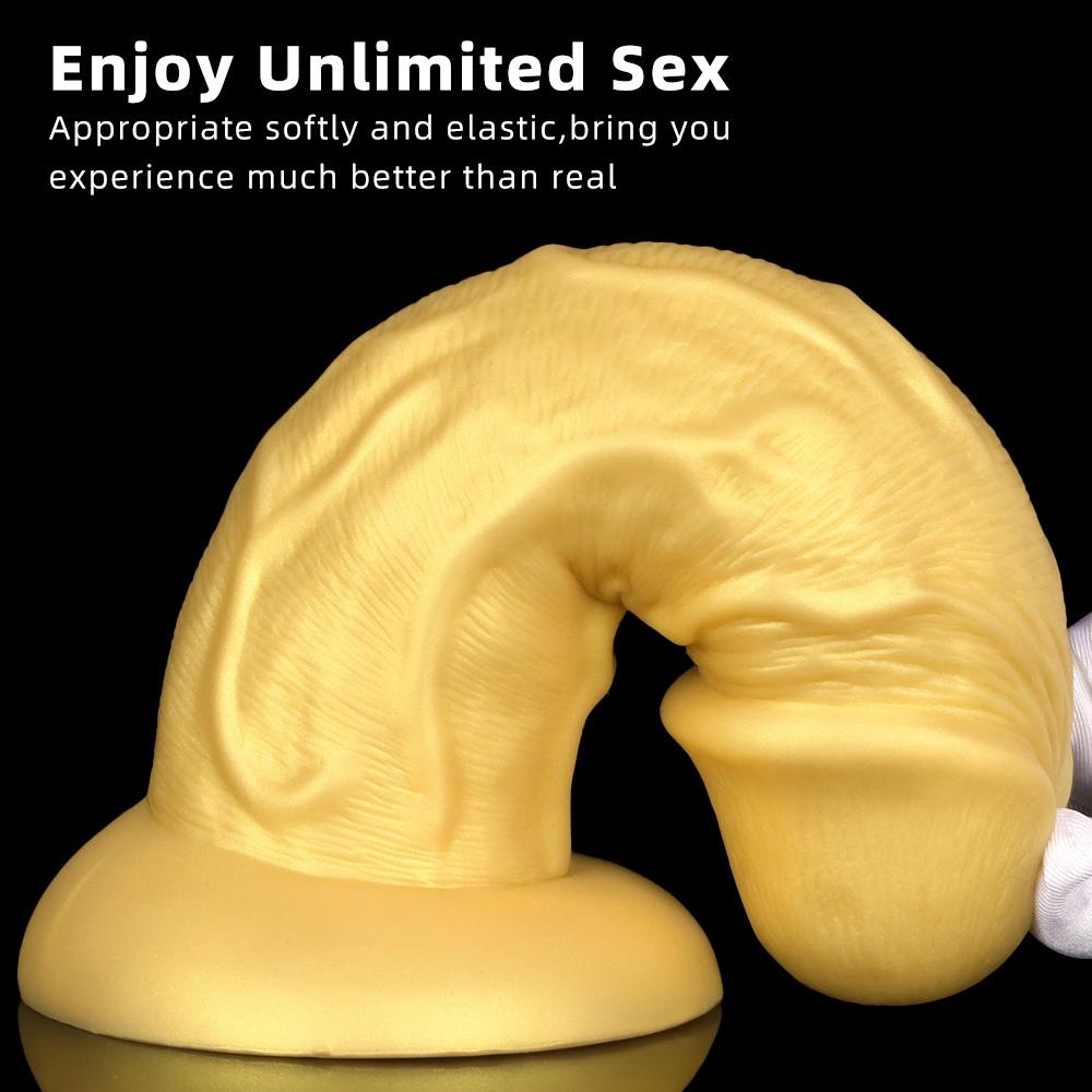 Realistisk dildo med sugekopp Store dildoer Sexleketøy for kvinner Menn Fake Pick Big Gold Penis Anal Butt Plug Erotisk