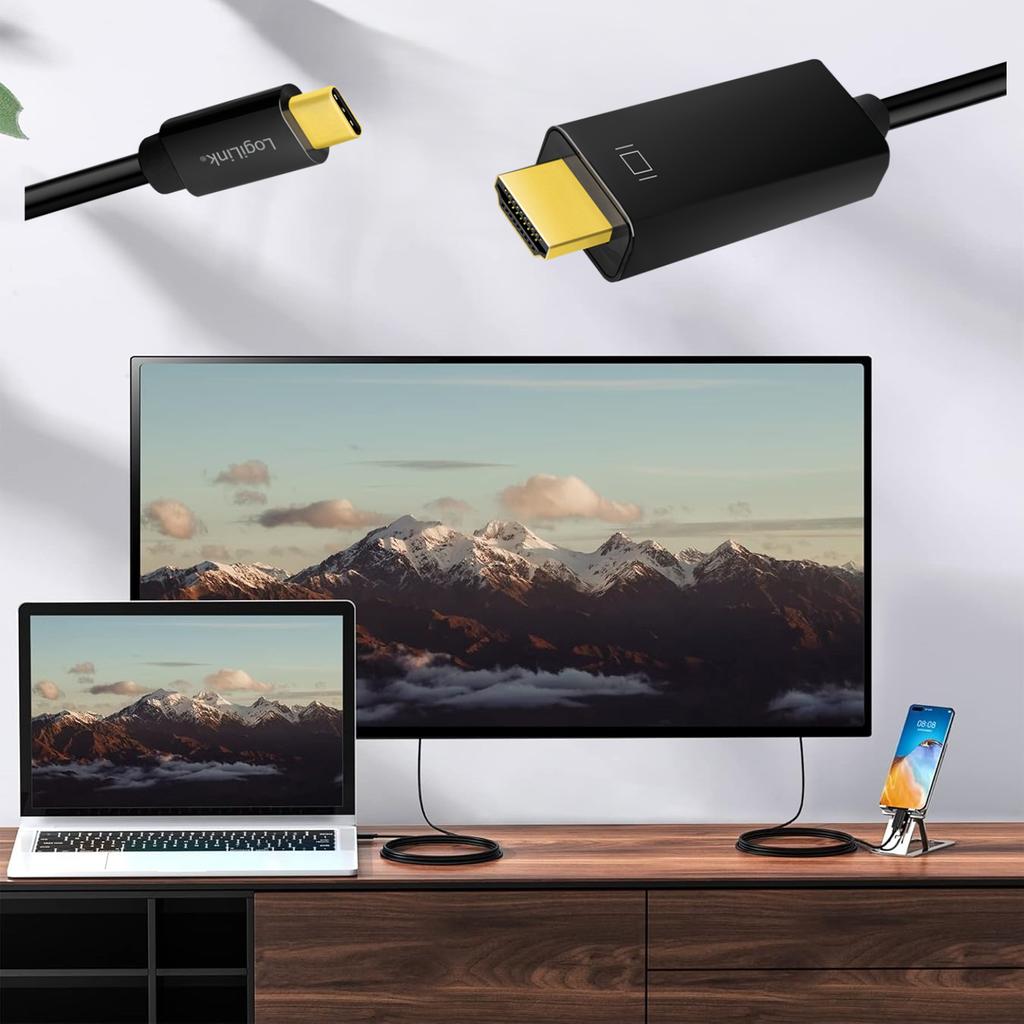 LogiLink 4K/60 Hz USB-C To HDMI Cable 1.8 M USB-C/M - hdmi-A/M Ultra HD