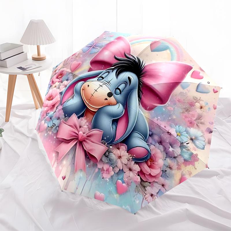 Winnie and Friends Themed Travel Umbrella-8 Ribs Automatic Opening and Closing, Portable Folding Design, Compact and Stylish Umbrella
