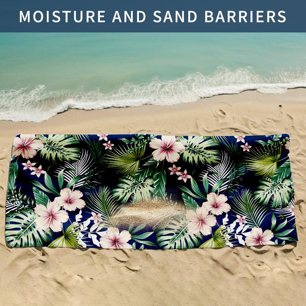 Double-sided Velvet Beach Towel Absorbent Towel Microfiber Printing Quick-drying Bath Towel